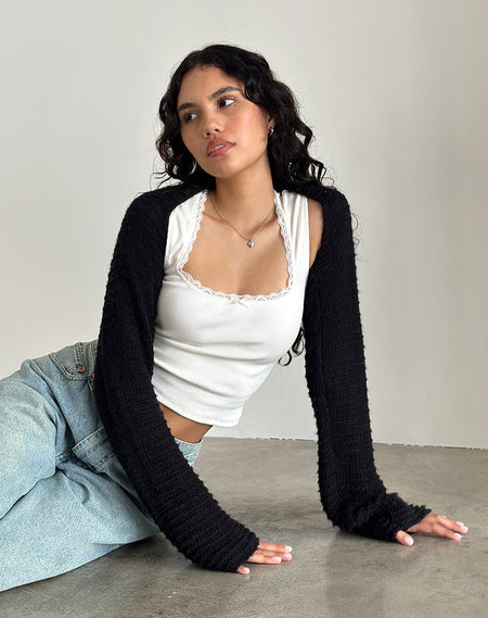 Mika Shrug Cardigan in Mesh Black