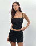 Image of Olsa Mini Skirt in Flower Broderie Black