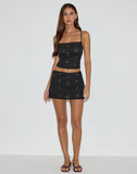 Image of Olsa Mini Skirt in Flower Broderie Black