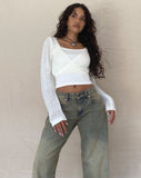 Image of Nocta Long Sleeve Crop Top in Weave Knit Ivory