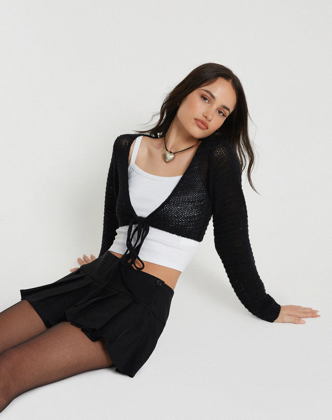 Image of Nocta Long Sleeve Crop Top in Weave Knit Black