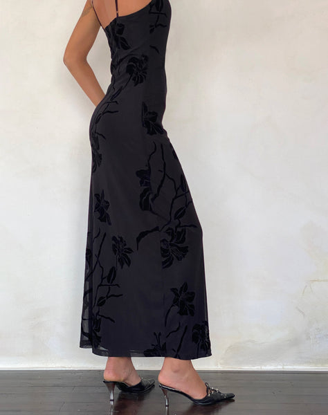 Image of Nodu Maxi Dress in Orchids Flock Black