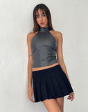 Image of Noena High Neck Top in PU Slate Grey