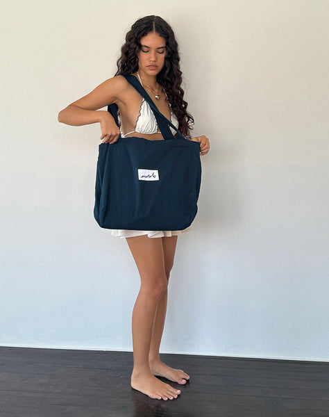 Image of Nola Totebag in Navy with Motel Love Embroidery