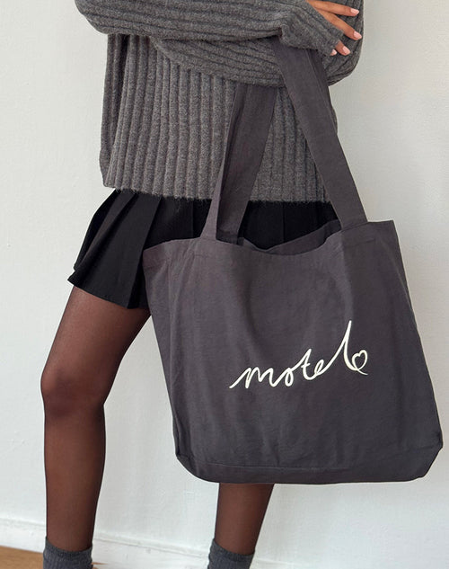 Image of Nola Totebag in Beluga with Motel Embroidery