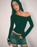 Image of Noraba One Shoulder Top in Black with Eyelets