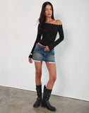 Image of Noraba One Shoulder Top in Black with Eyelets