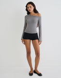 Image of Noraba One Shoulder Top in Grey with Eyelets