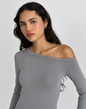 Image of Noraba One Shoulder Top in Grey with Eyelets