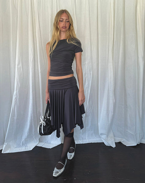 Image of Norali Waterfall Midi Skirt in Grey