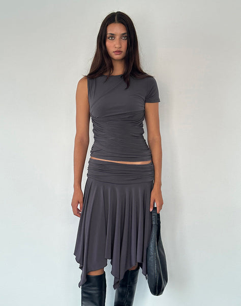 Image of Norali Waterfall Midi Skirt in Grey