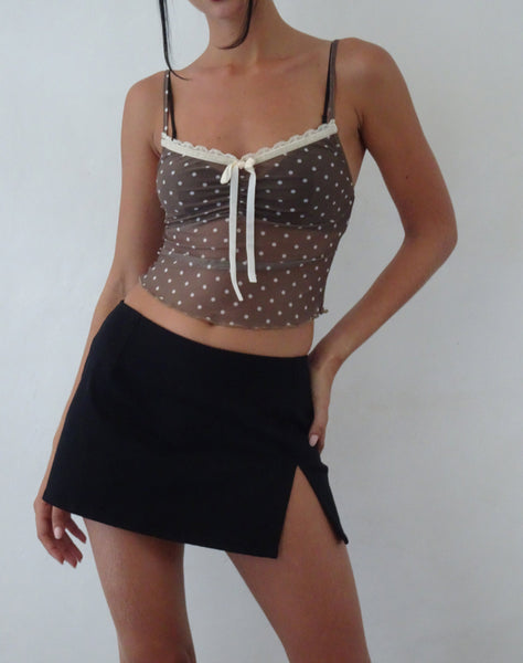 Image of Norde Cami Top in Brown and White Polka