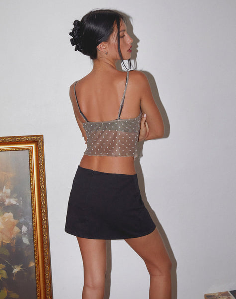 Image of Norde Cami Top in Brown and White Polka