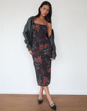 Image of Nori Midi Dress in Watercolour Rose Black