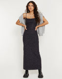 image of Norila Maxi Dress in Dark Ditsy Rose Black