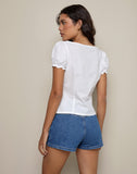 Image of Norya Puff Sleeve Top in Poplin White