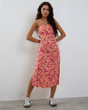 Image of Nosita Midi Dress in Wild Dark Flower Cantaloupe