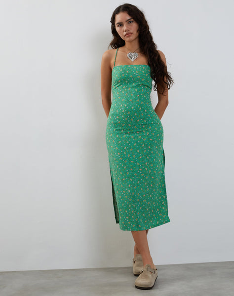 Image of Nosita Midi Dress In Paisley Fun Green