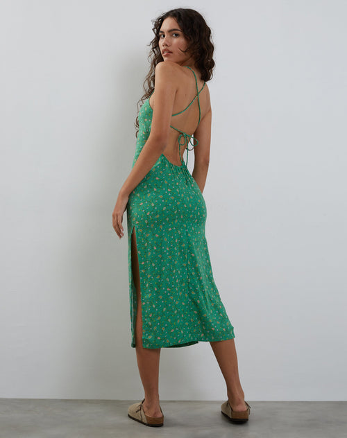 Image of Nosita Midi Dress In Paisley Fun Green