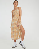 image of Nosita Midi Dress in Picnic Print Brown