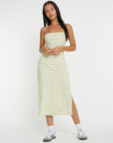 image of  Nosita Midi Dress in Sage Check