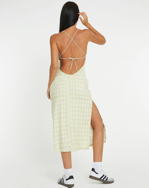 image of  Nosita Midi Dress in Sage Check