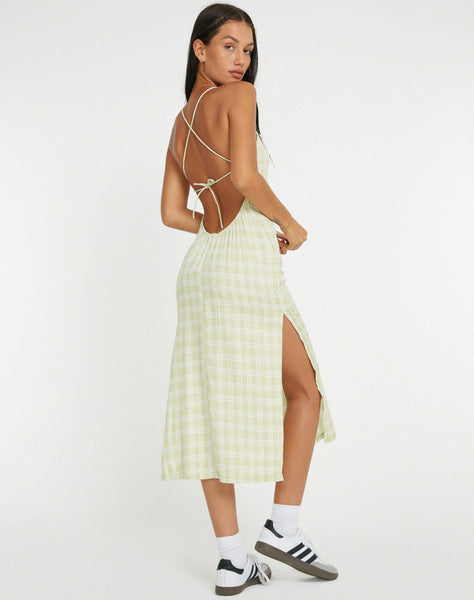 image of  Nosita Midi Dress in Sage Check