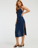 Image of Nosita Midi Dress in Satin Cheetah Navy