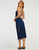 Image of Nosita Midi Dress in Satin Cheetah Navy