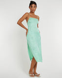 Image of Nosita Midi Dress in Satin Zebra Mint Green