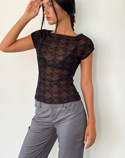 Image of Nova Top in Black Queen of Heart Flock