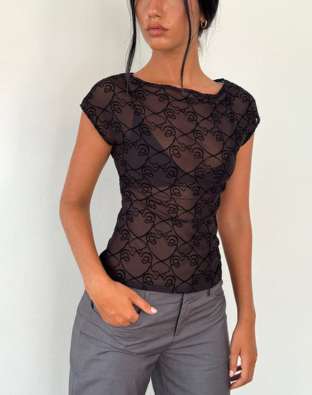 Lartya Top in Slinky Jersey Lace Black