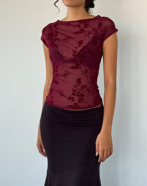 Image of Nova Top in Botanical Flower Maroon