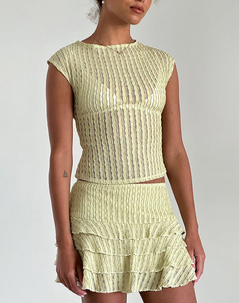 image of Carlota Mini Skirt in Crinkle Sage