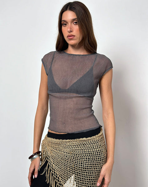 Image of Nova Top in Grey Crinkle Chiffon