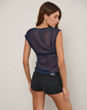 Image of Nova Top in Sheer Crinkle Chiffon Navy
