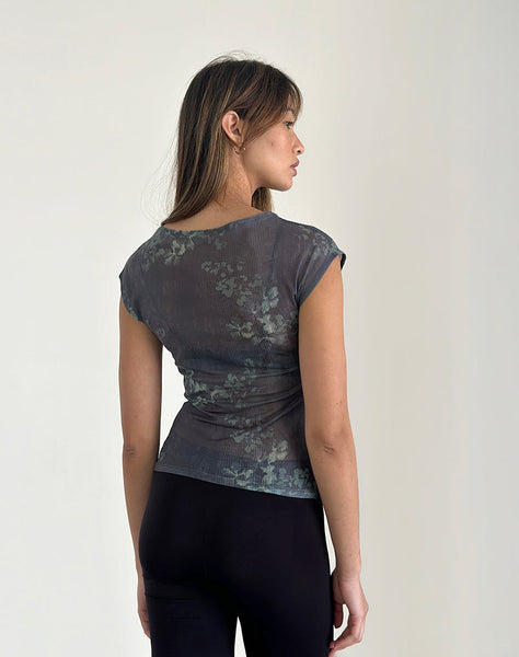 image of Nova Mesh Top in Faded Botanical Green