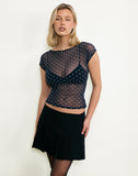 Image of Nova Top in Heart Flock Navy and Yellow