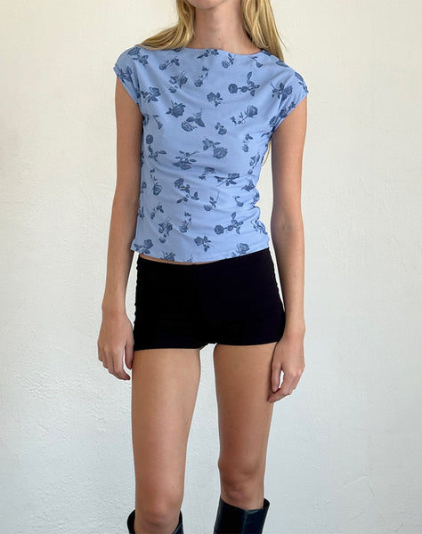 image of Nova Top in Inky Blue Floral Mesh