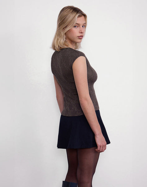 Image of Nova Top in Jacquard Knit Brown