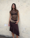 Image of Nova Unlined Lace Top in Dark Brown