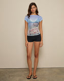 Image of Nova Top in Printed Mesh Cote D'Azur Blue Graphic