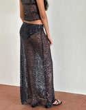 image of Vanessa Maxi Skirt in Sequin Mesh Black