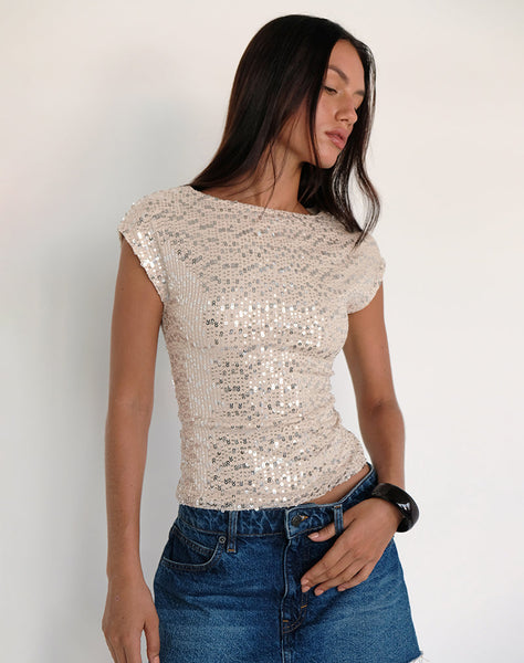 Image of Nova Top in Sequin Neutral