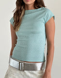 Image of Nova Top in Shimmer Rib Light Blue