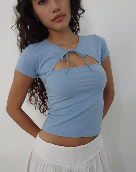 Vrist Long Sleeve Mesh Top in Frost Blue