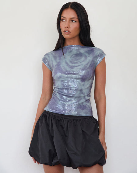 Turu Mini Dress in Sequin Abstract Rose Grey