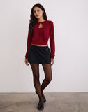 Image of Nuha Cropped Cardigan in Burgundy