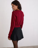 Image of Nuha Cropped Cardigan in Burgundy