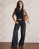 Image of Nyra High Neck Top in Cupro Black